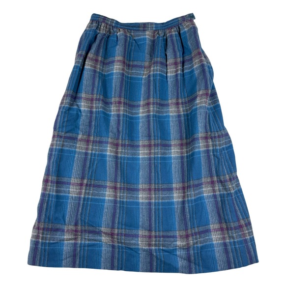 Vintage Pendleton Women Midi Skirt 100% Virgin Wool Made in USA Blue Plaid 8‎ - Picture 1 of 7